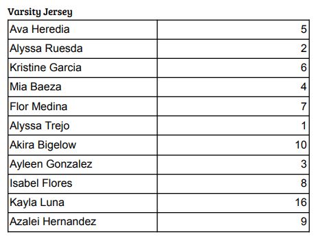 Varsity Volleyball Roster